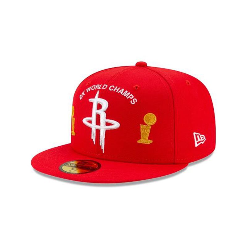 NBA Houston Rockets Championship Trophy 59Fifty Fitted (PYO2402) - Red New Era Caps